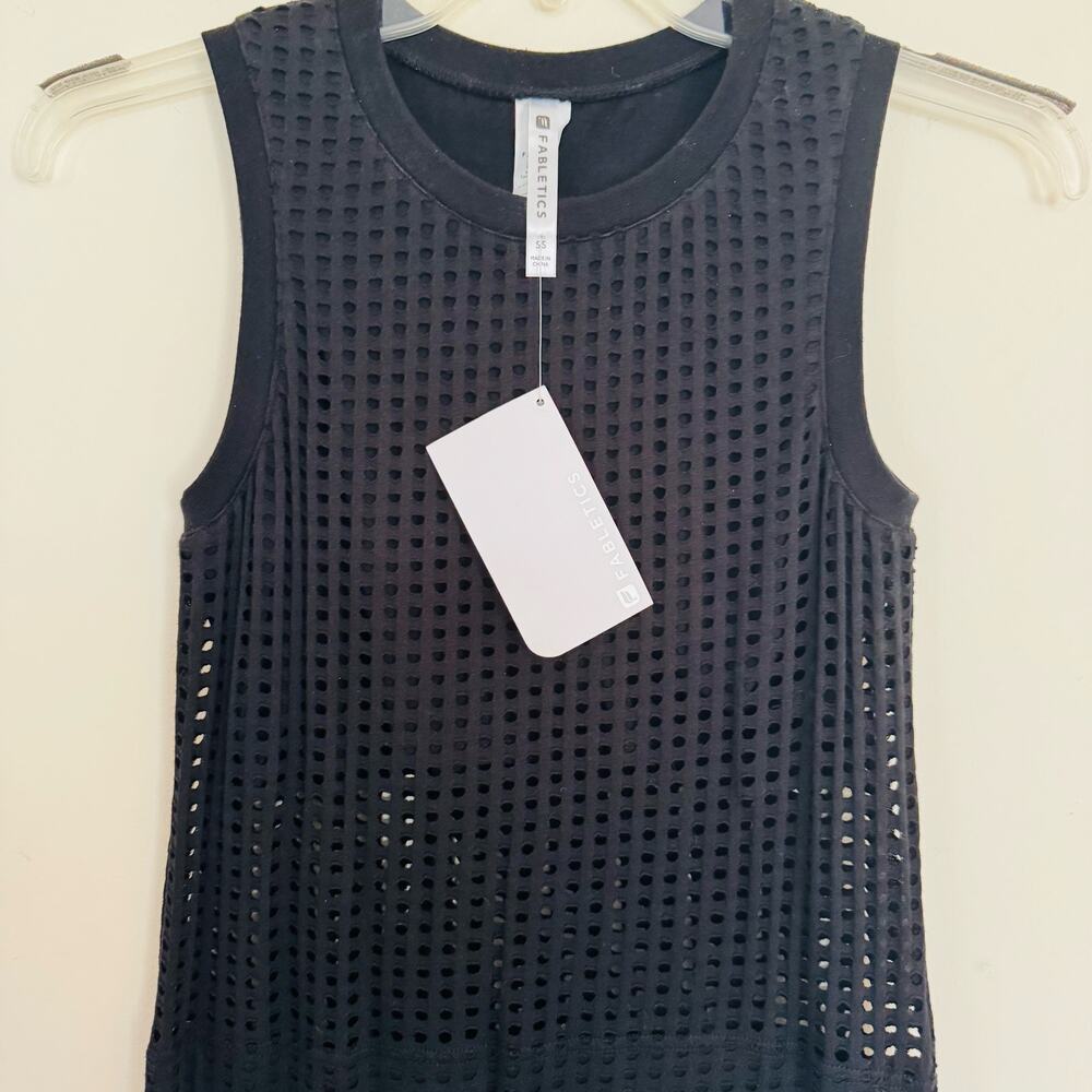 Fabletics Womens Black Bryce Cotton Breezy Mesh Breathable Dress Sz 2 Small NEW - Picture 4 of 11